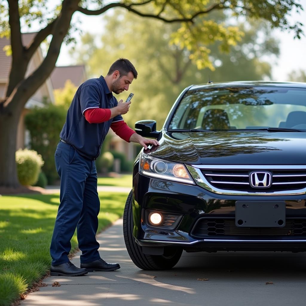 Honda Mobile Mechanic Performing an On-site Repair