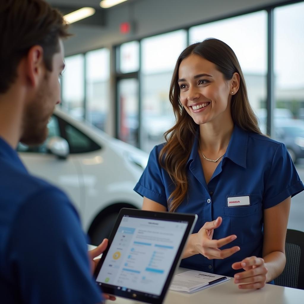 Consulting with a Honda Service Advisor