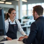 Honda Service Advisor Consulting with Customer