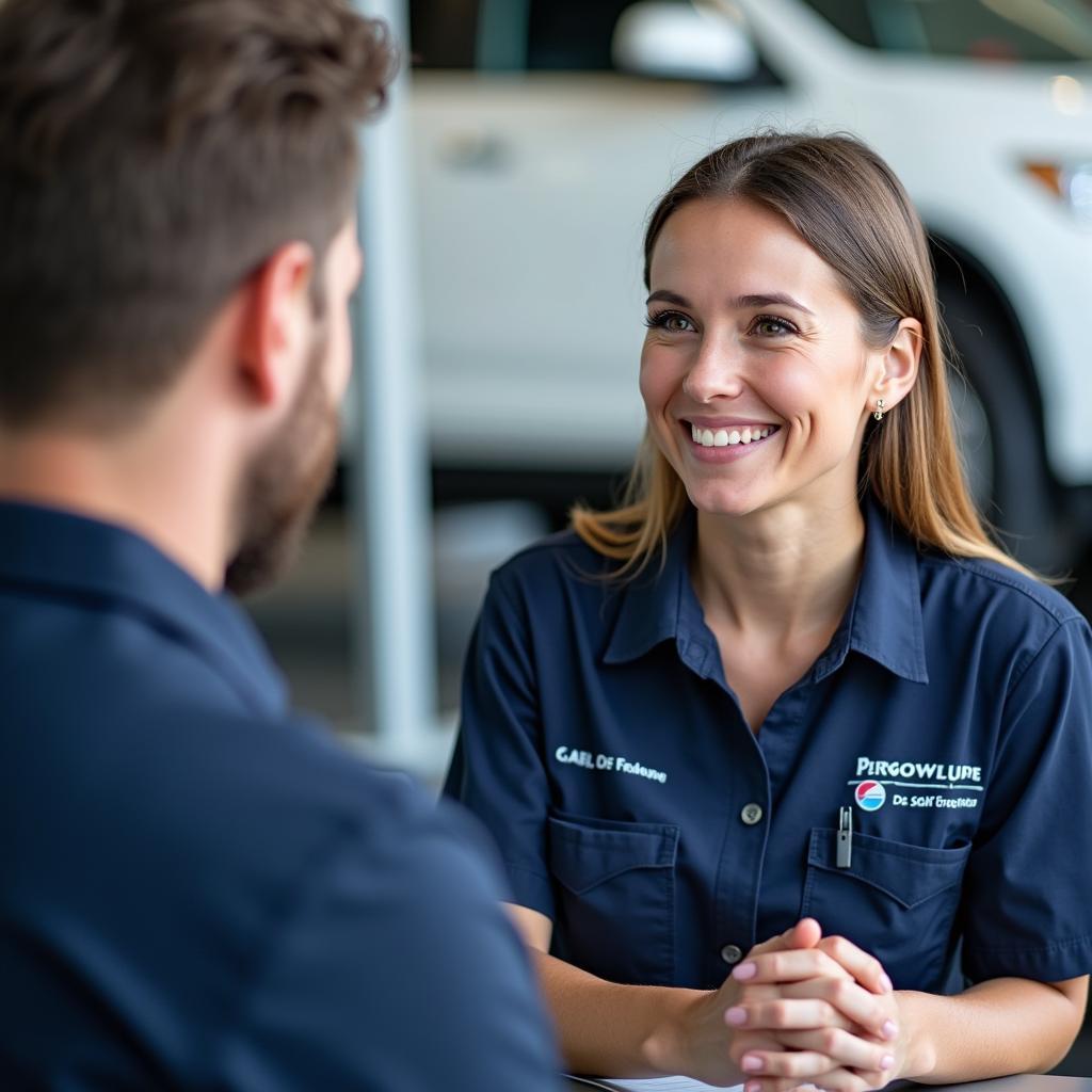 Honda Service Advisor Consulting with Customer