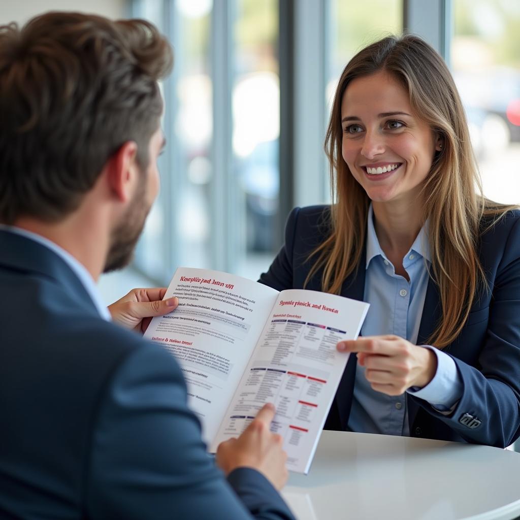 Honda service advisor discussing pick up options with a customer