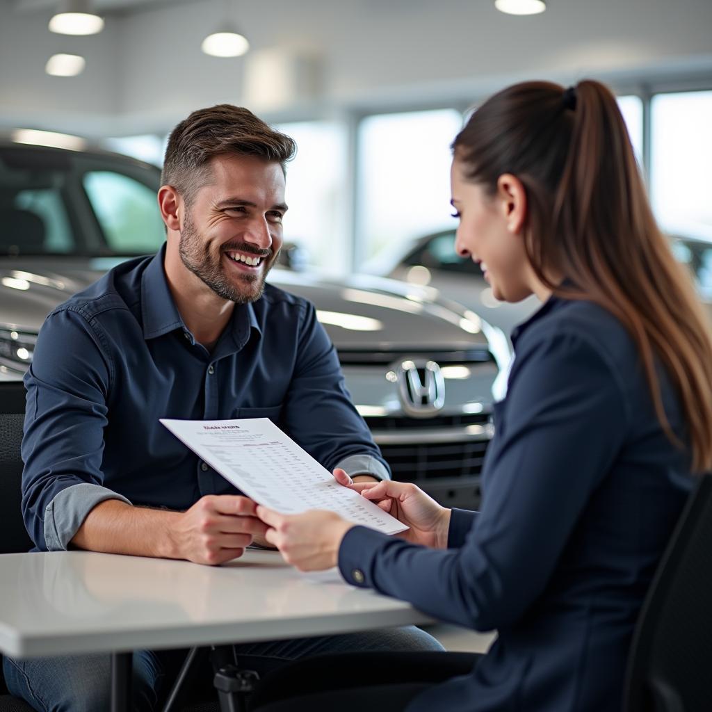 Honda Service Advisor Explaining a Repair Estimate to a Customer