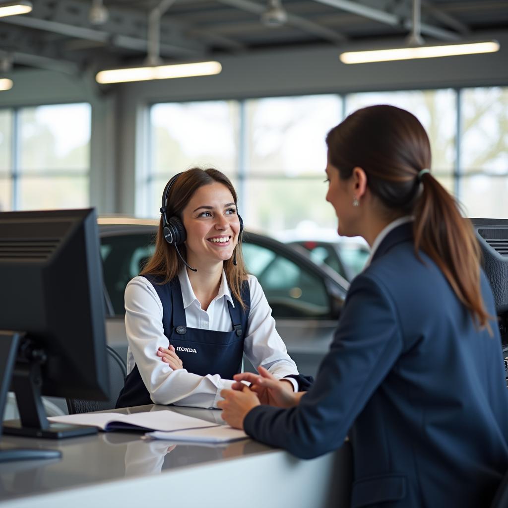 Honda Service Advisor Interacting with a Customer