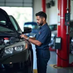 Honda Service Center Technician Working on a Car in Bathinda