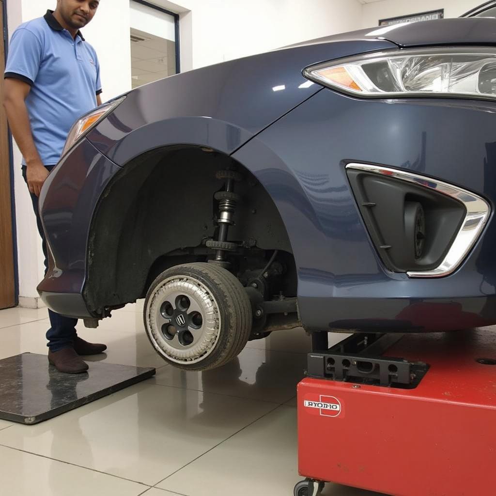 Routine Maintenance Being Performed at Honda Service Center