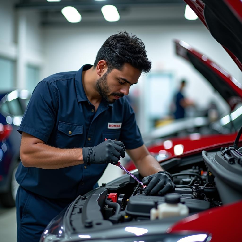 Honda Service Center Technician in Navi Mumbai Working on a Car