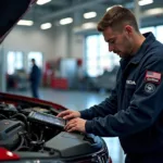 Honda Service Centre Technician Working on a Car