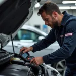 Honda Technician Performing Diagnostic Check in Dwarka Delhi