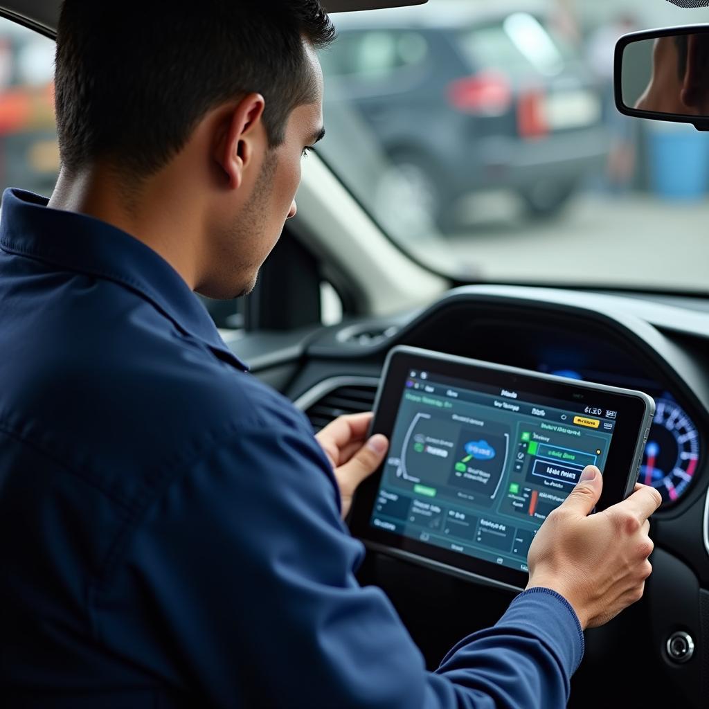 Honda Technician Performing Diagnostic Check in Sabarmati