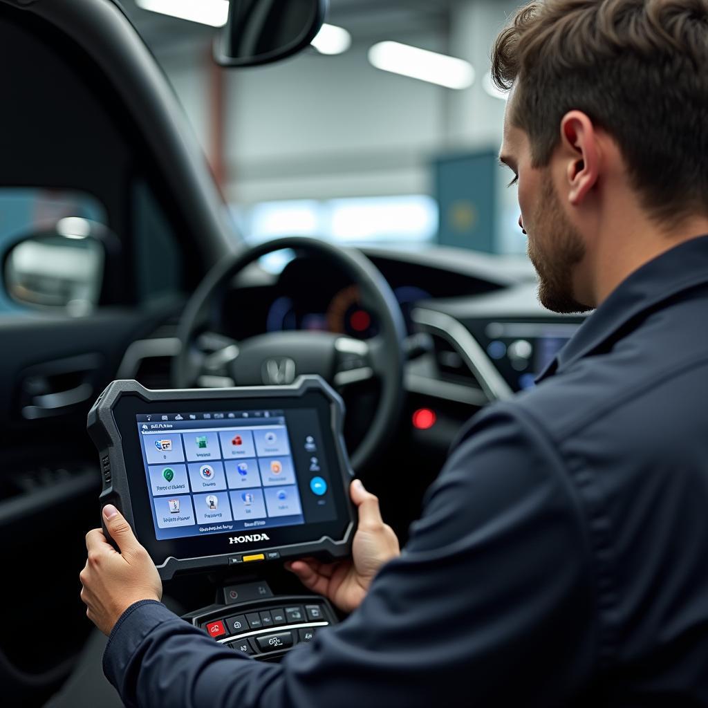 Honda Technician Performing Diagnostics