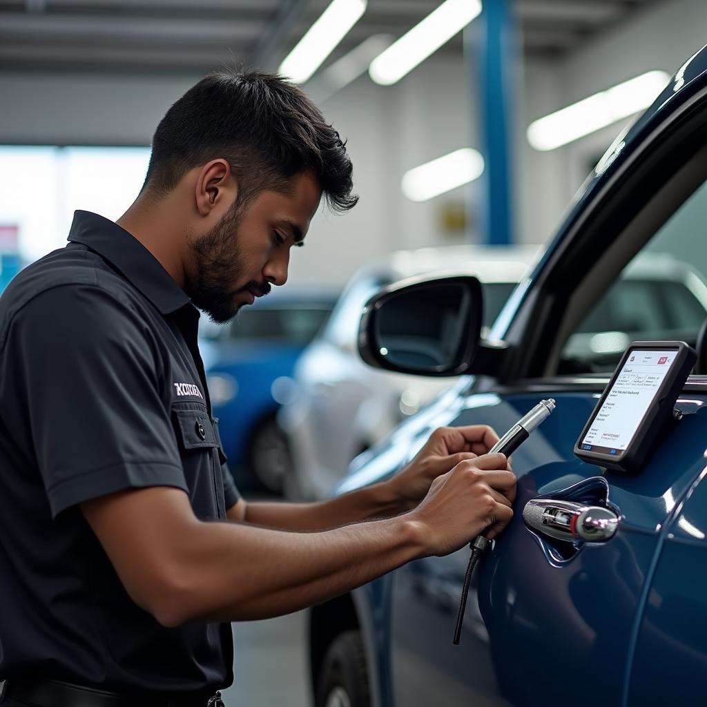 Honda Technician Performing Diagnostics in Kayamkulam