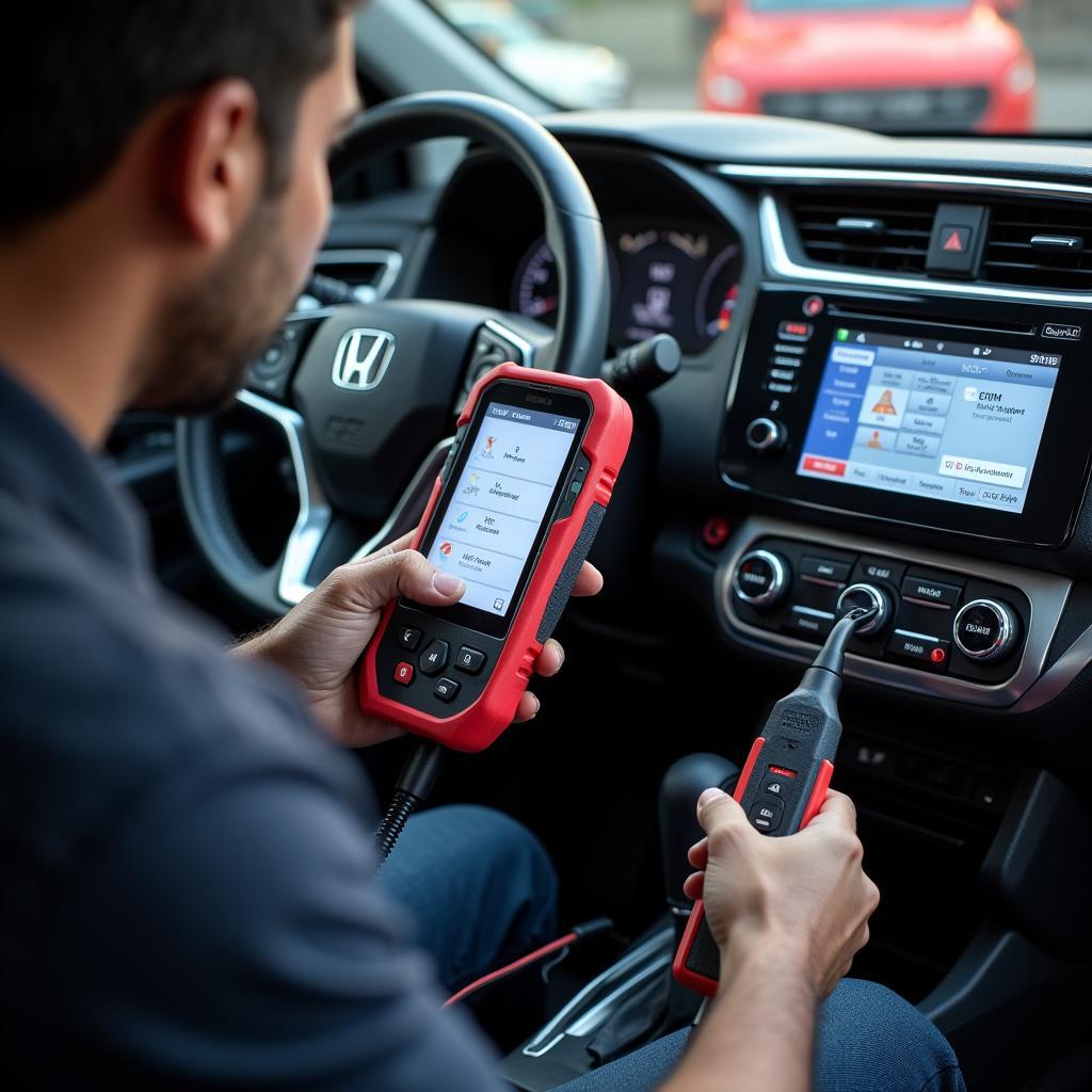 Honda Technician Performing Diagnostics in Rajkot