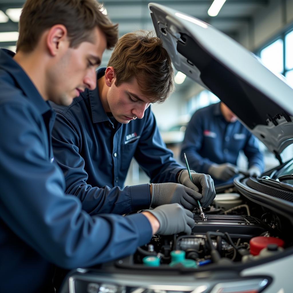 Honda Trained Technicians Working on a Car