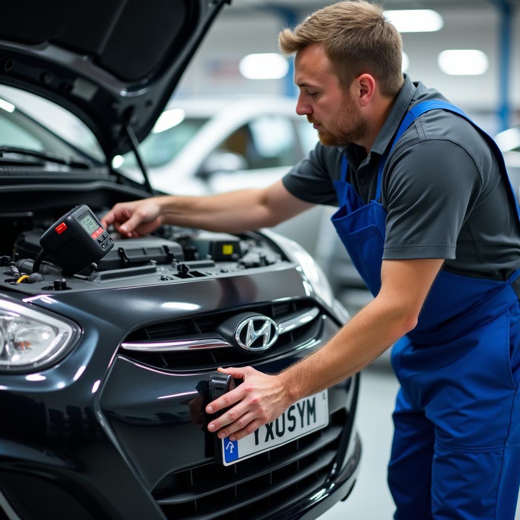 Hyundai Accent at Service Center