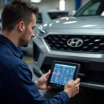 Hyundai Technician Performing Diagnostics