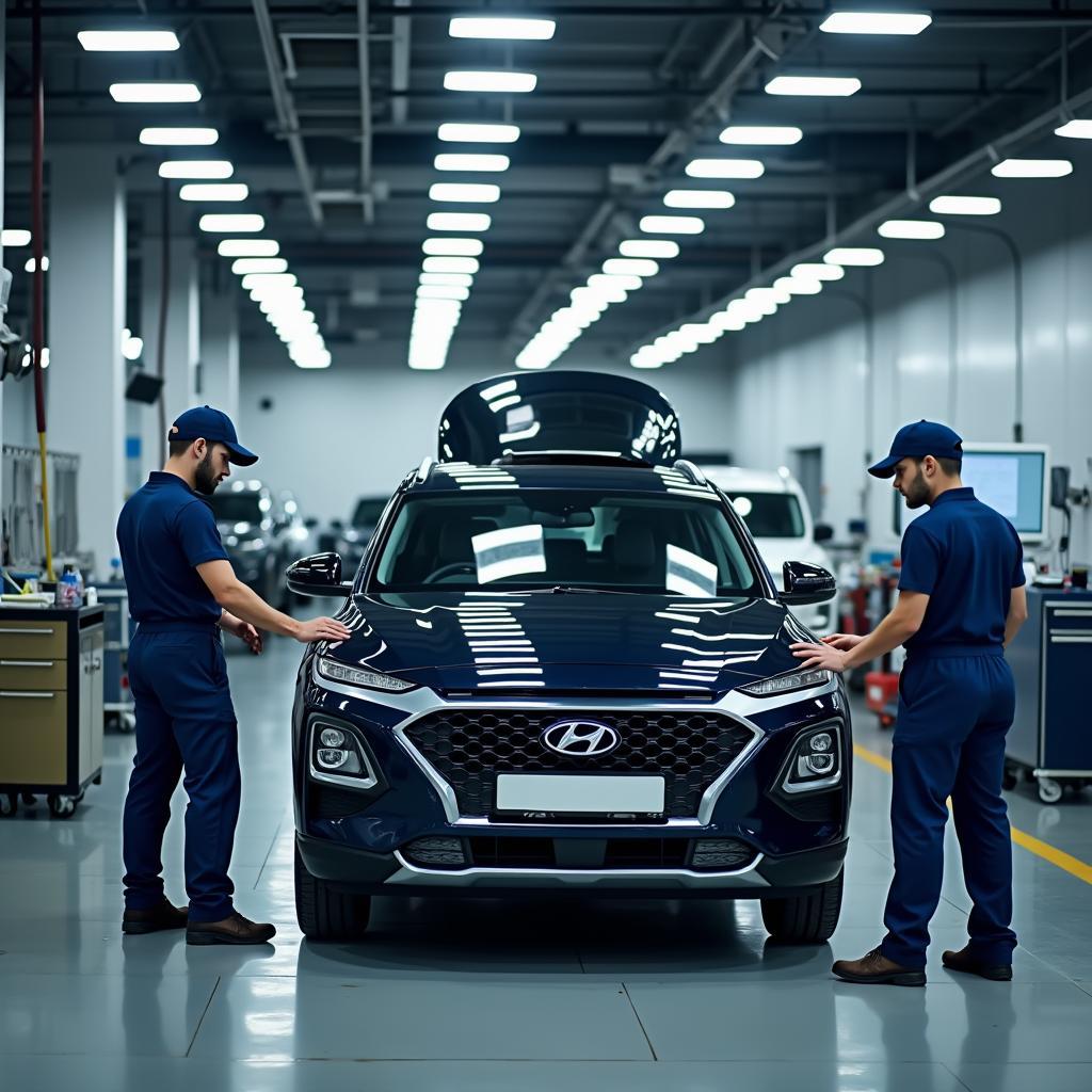 Modern Hyundai car service center in Noida with certified technicians.