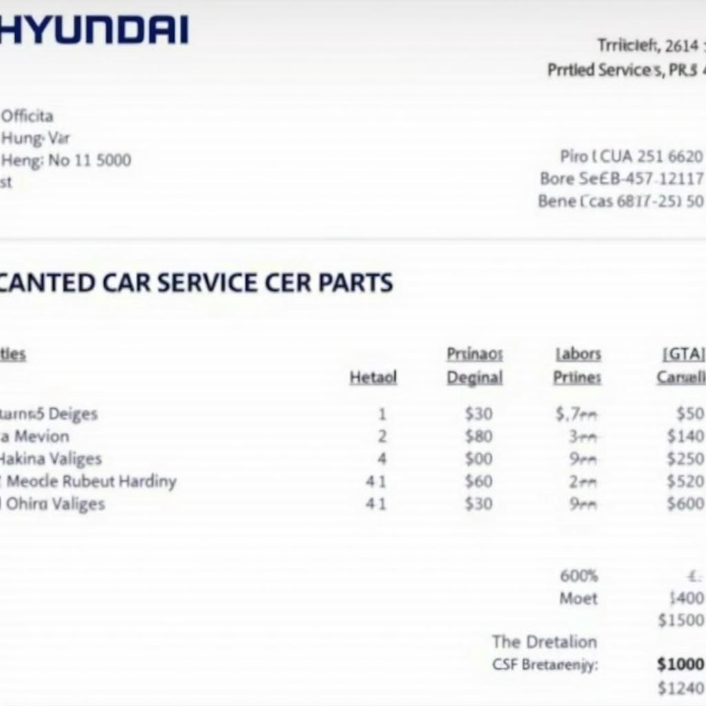 Understanding Your Hyundai Car Service Invoice: GST, Charges, and More