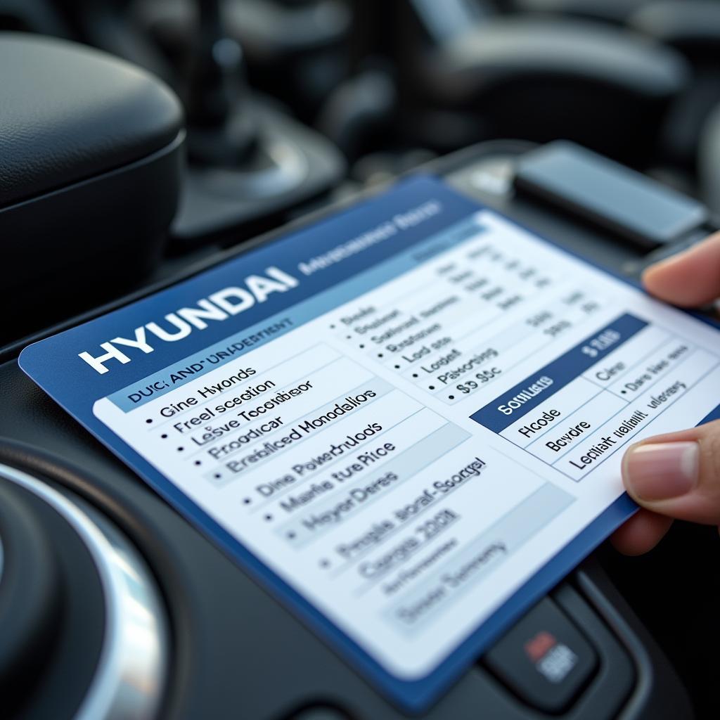 Hyundai Car Service Job Card