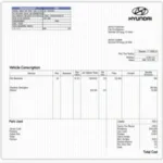 Example of a Hyundai Car Service Job Card