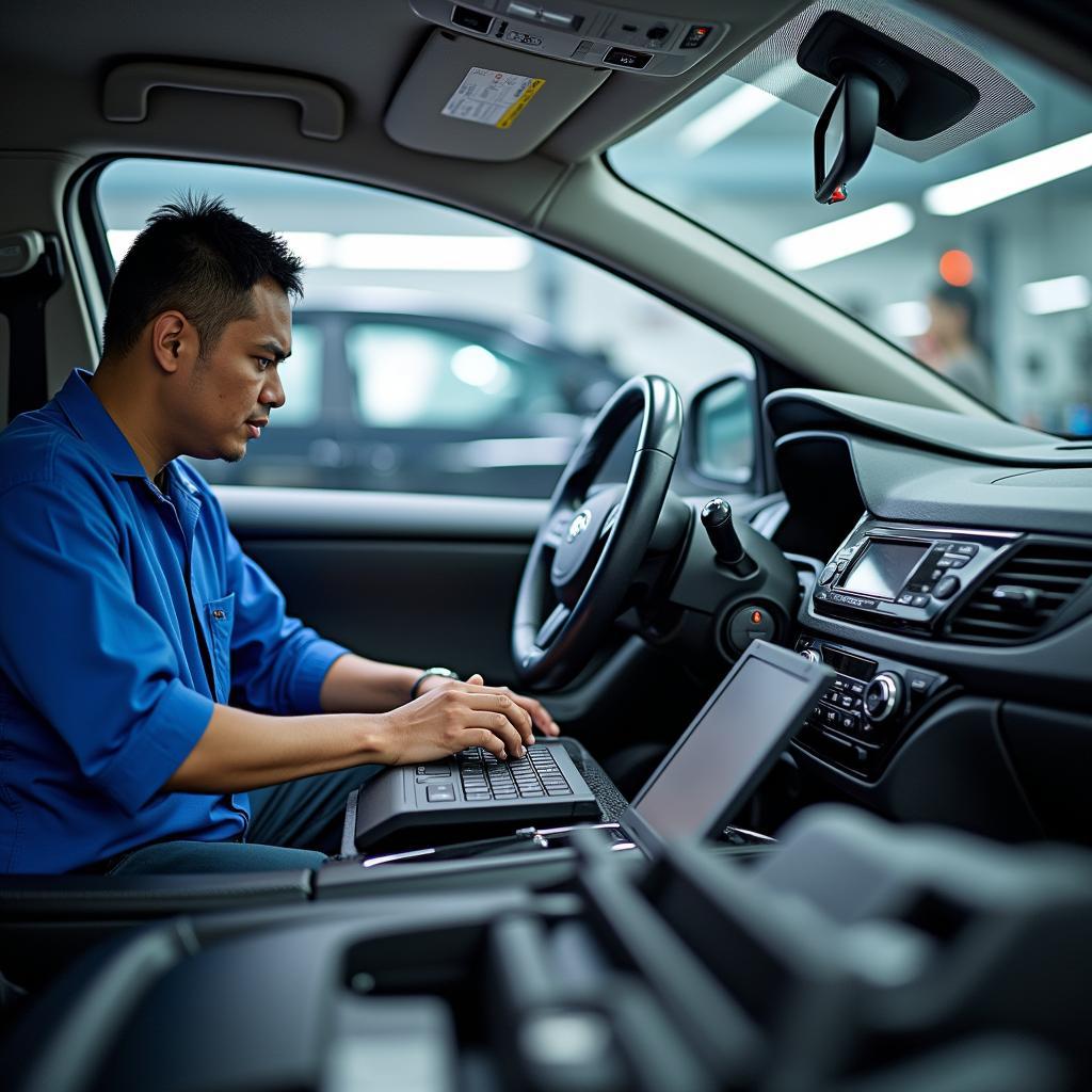 Interior of a Hyundai Car Service Workshop in Mumbai