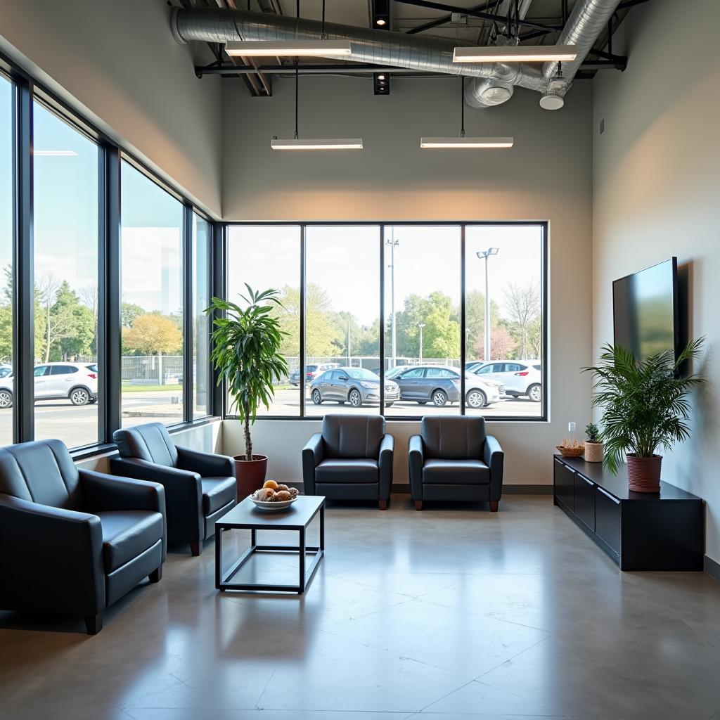 Comfortable and modern customer waiting area in a Hyundai service center