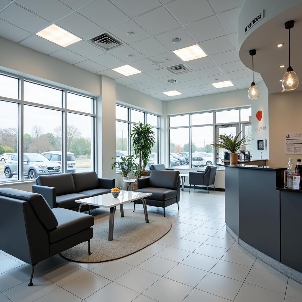 Comfortable and modern waiting area at a Hyundai car service centre in Kanpur