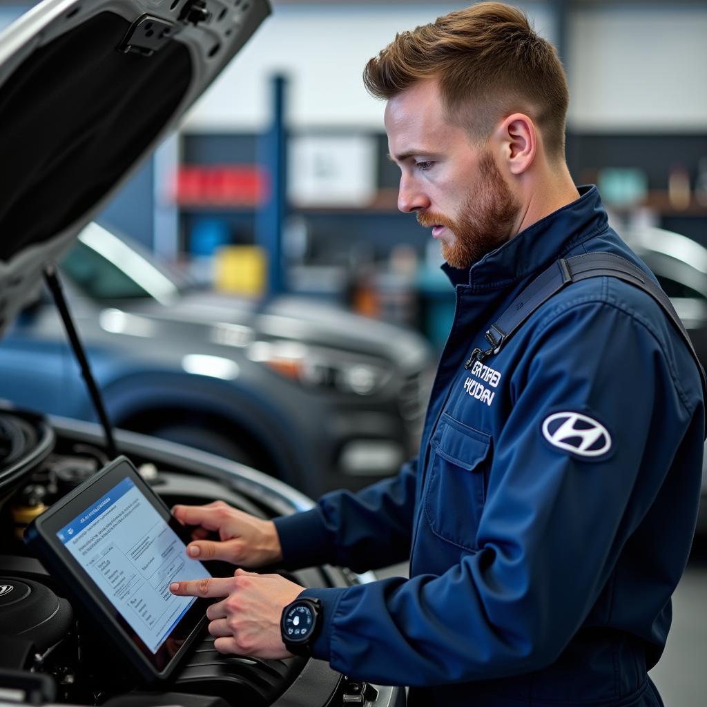 Certified Hyundai Technician Working on a Vehicle