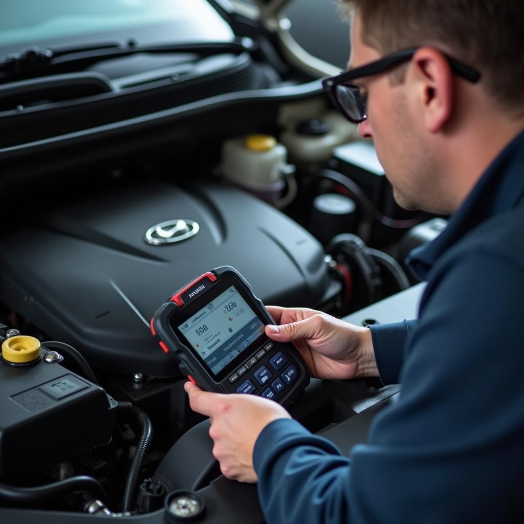 Hyundai certified technician working on a car