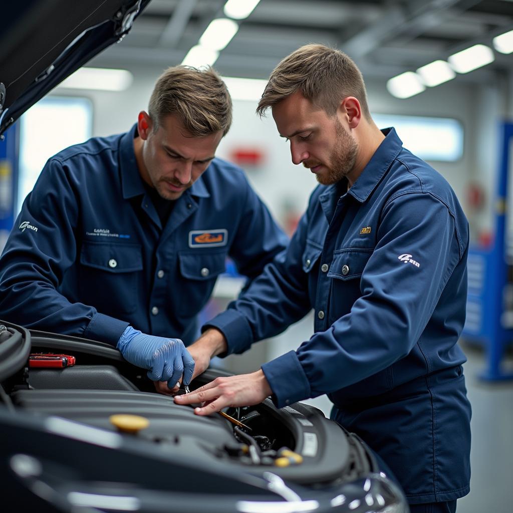 Hyundai Certified Technicians Working on a Car