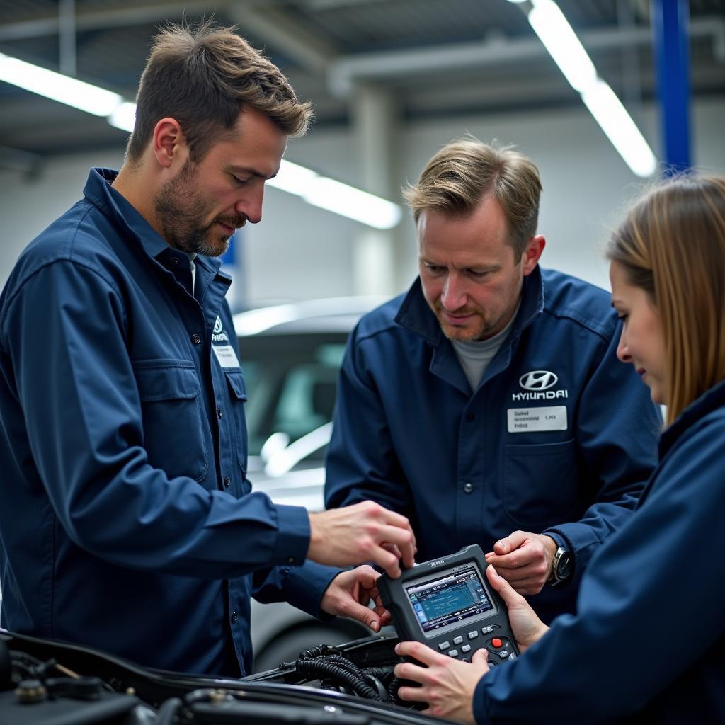 Skilled Hyundai Technicians at Work