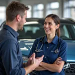 Hyundai Service Advisor Speaking with Customer