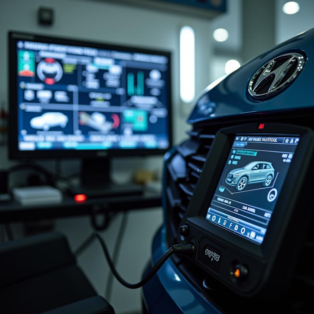 Hyundai Vehicle Undergoing Diagnostic Testing