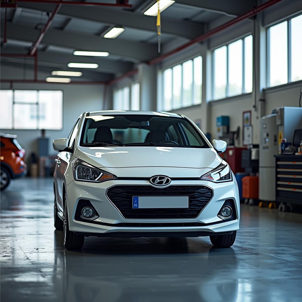 Hyundai Grand i10 at a service center