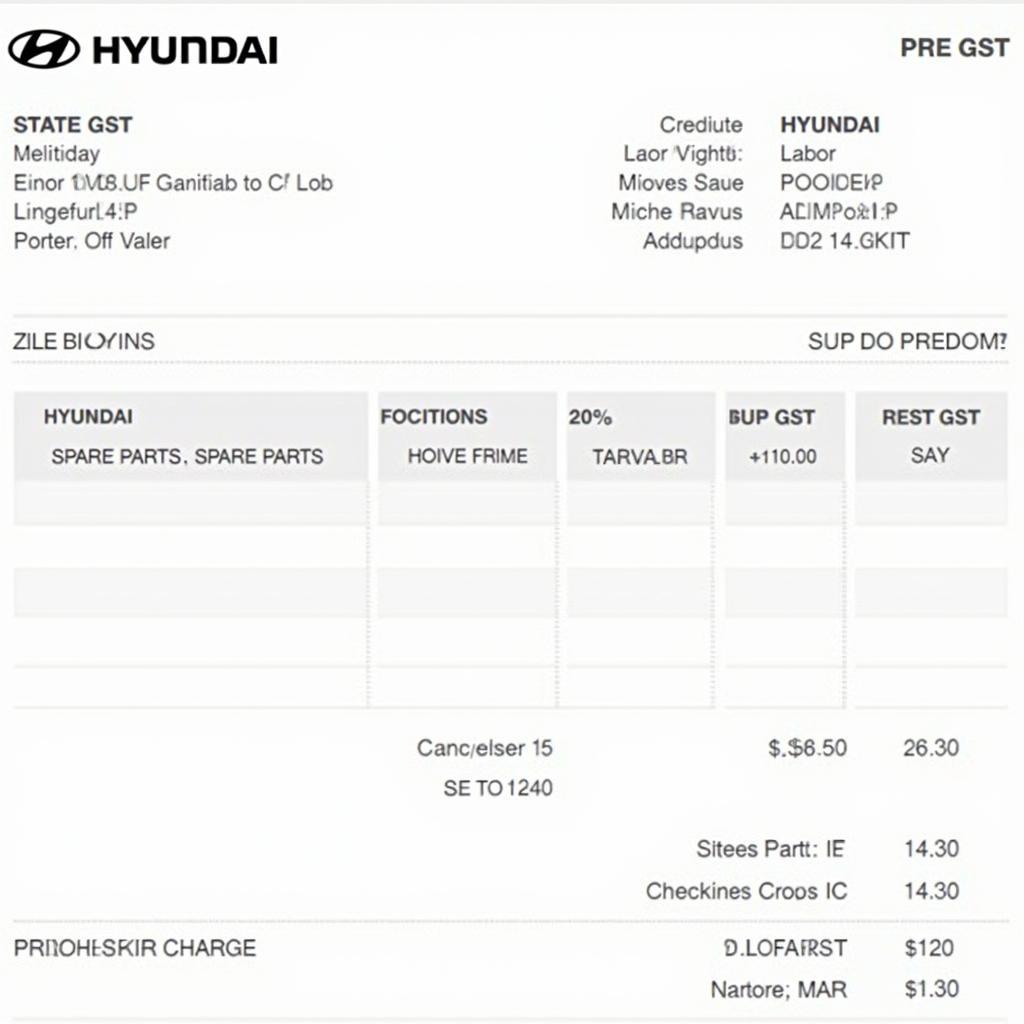 Hyundai GST Invoice