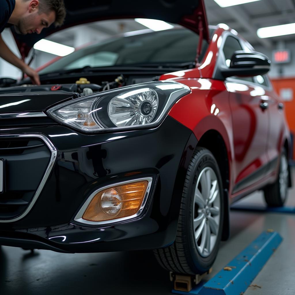 Hyundai i20 on a Lift