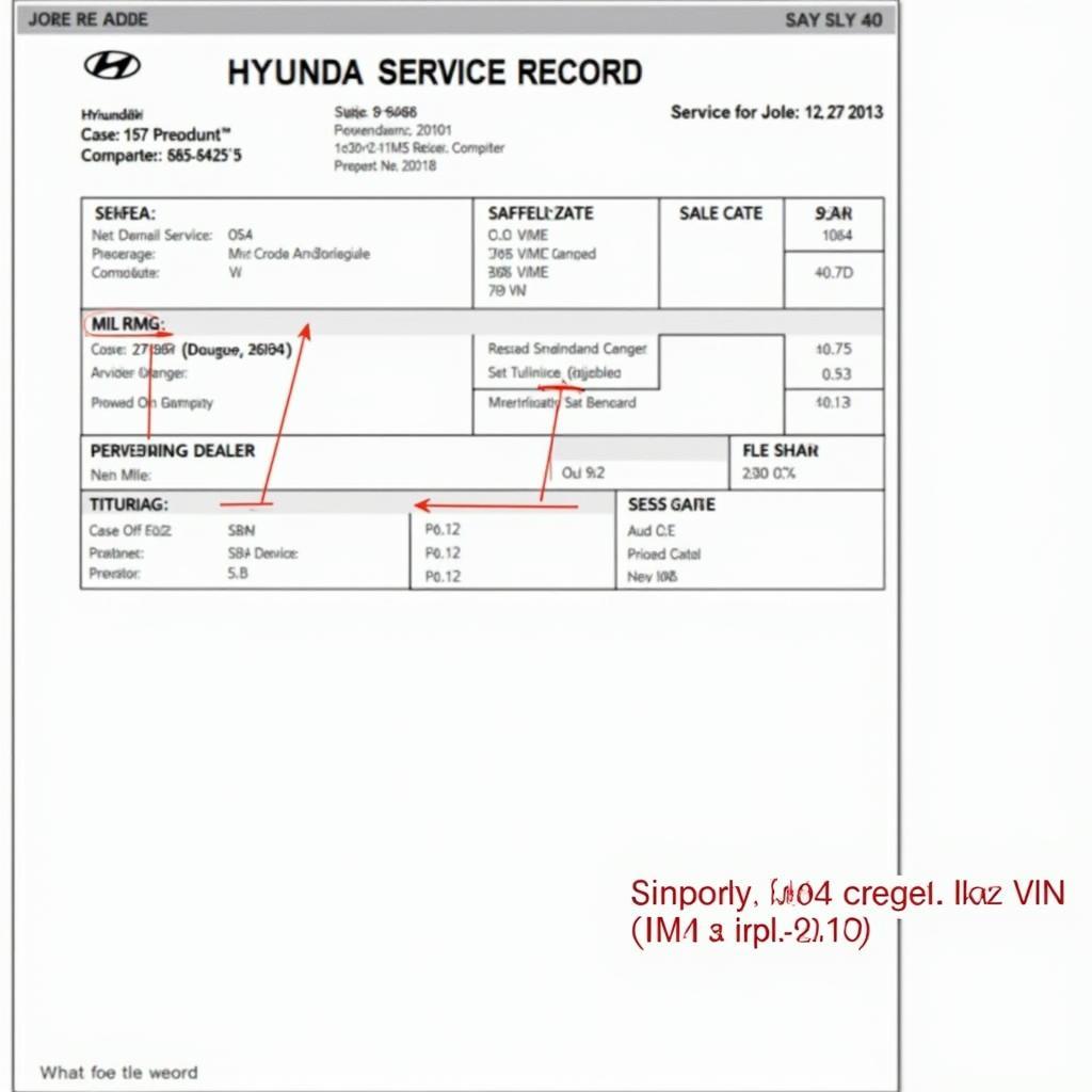 Example of Hyundai Service Records