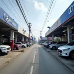 Hyundai service stations on a busy MG Road