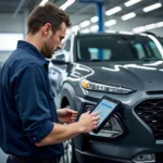 Hyundai Technician Performing Diagnosis