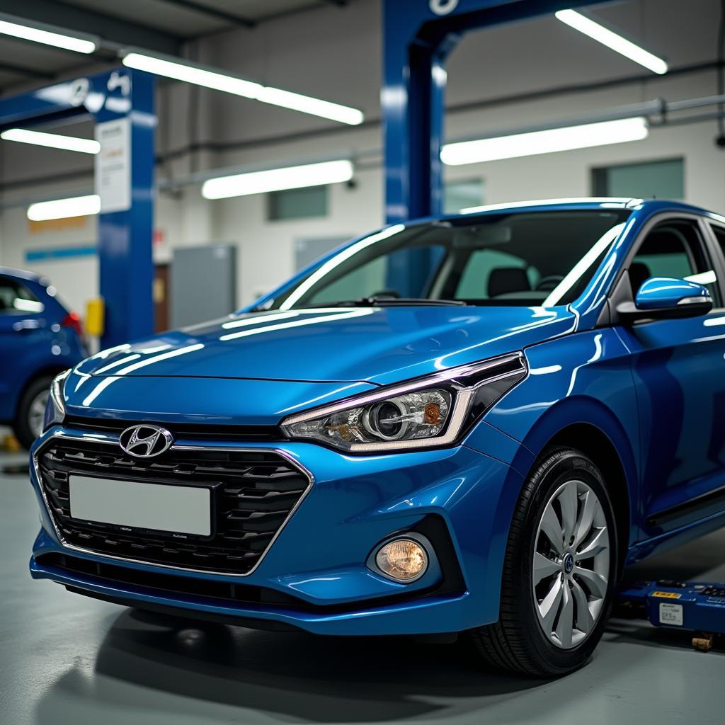 Hyundai i20 at an Authorized Service Center