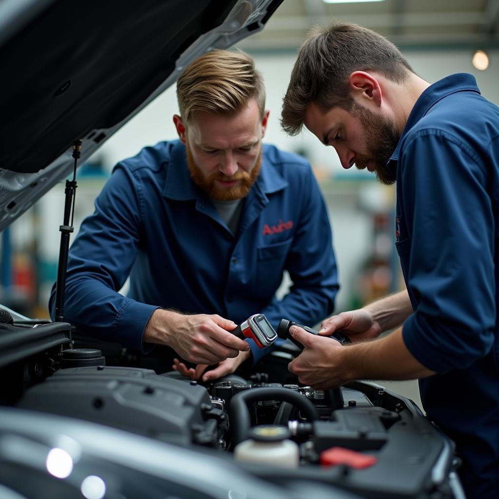 Mechanic inspecting a car engine in Ilford