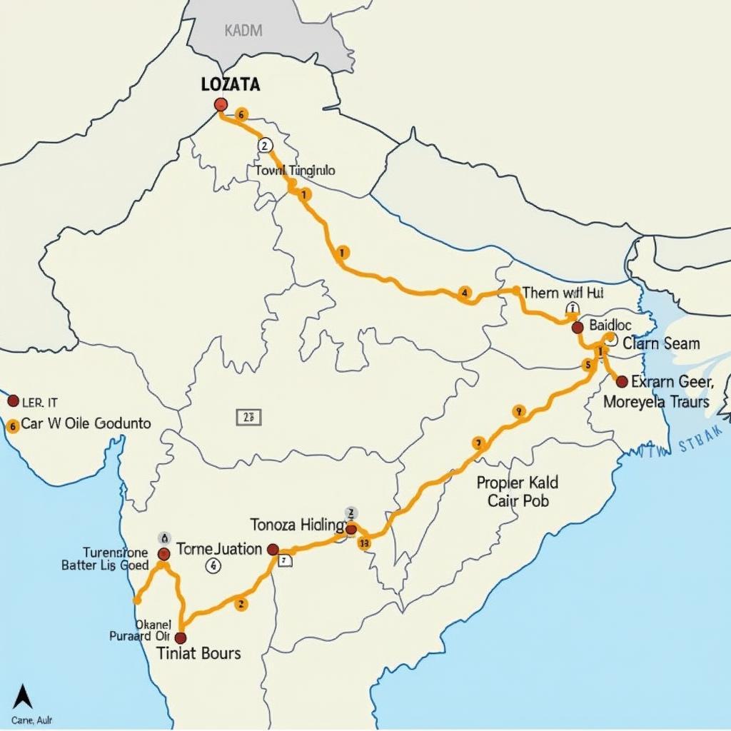 Map Showing Cable Car Route from Katra to Patnitop