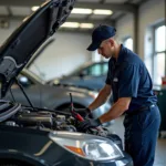 Mechanic Working on a Car Engine in Washington Heights