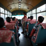 Interior of a Kolkata school bus