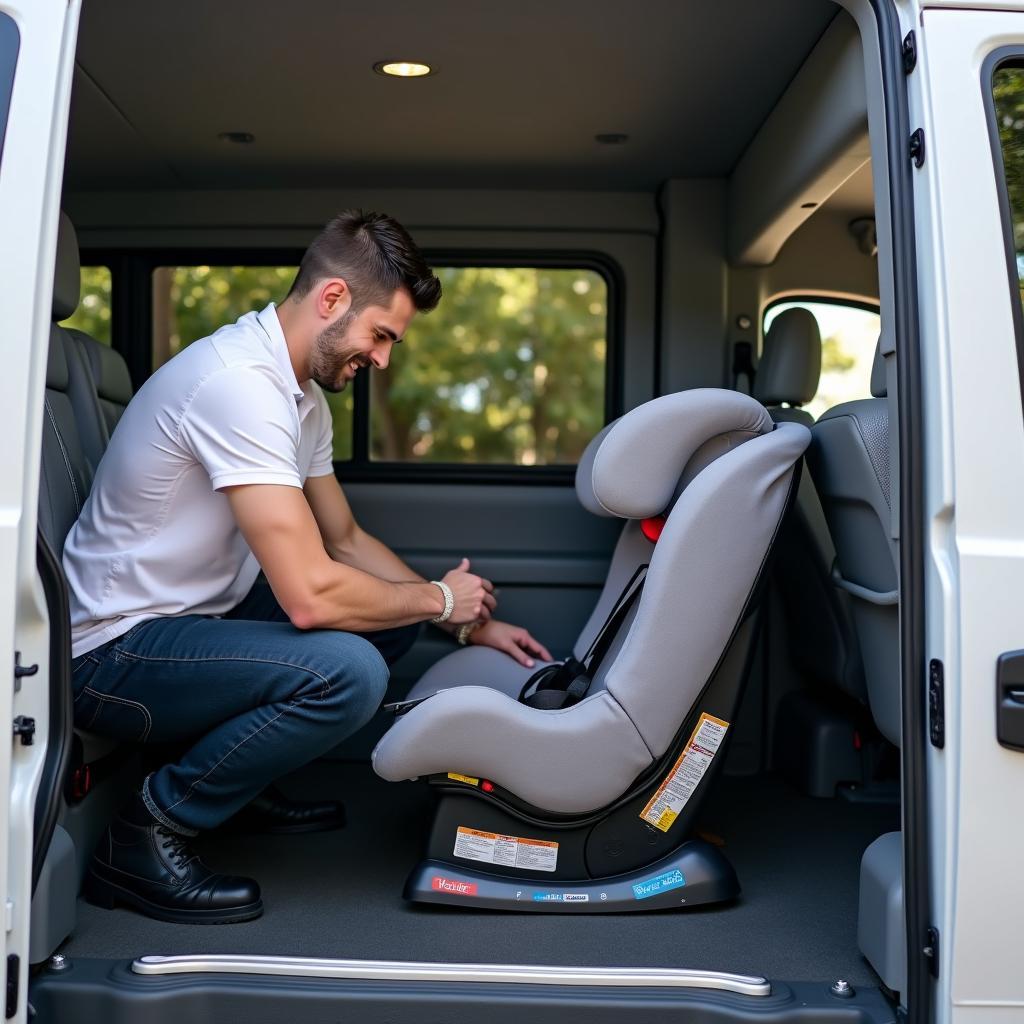 LAX Shuttle Driver Installing Car Seat