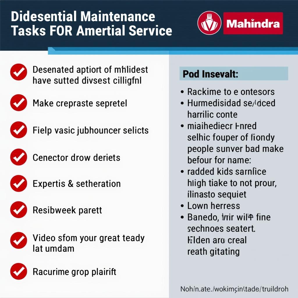 Mahindra Car Regular Maintenance Checklist