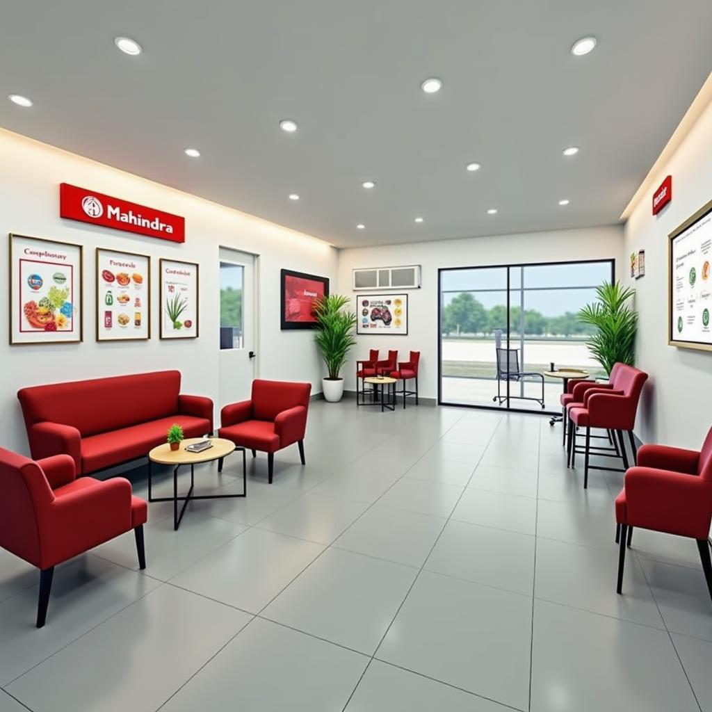 Modern and Comfortable Customer Waiting Area in a Mahindra Service Center