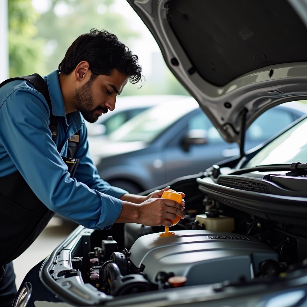 A Honda Car Owner in Vadodara Checking the Engine Oil Level