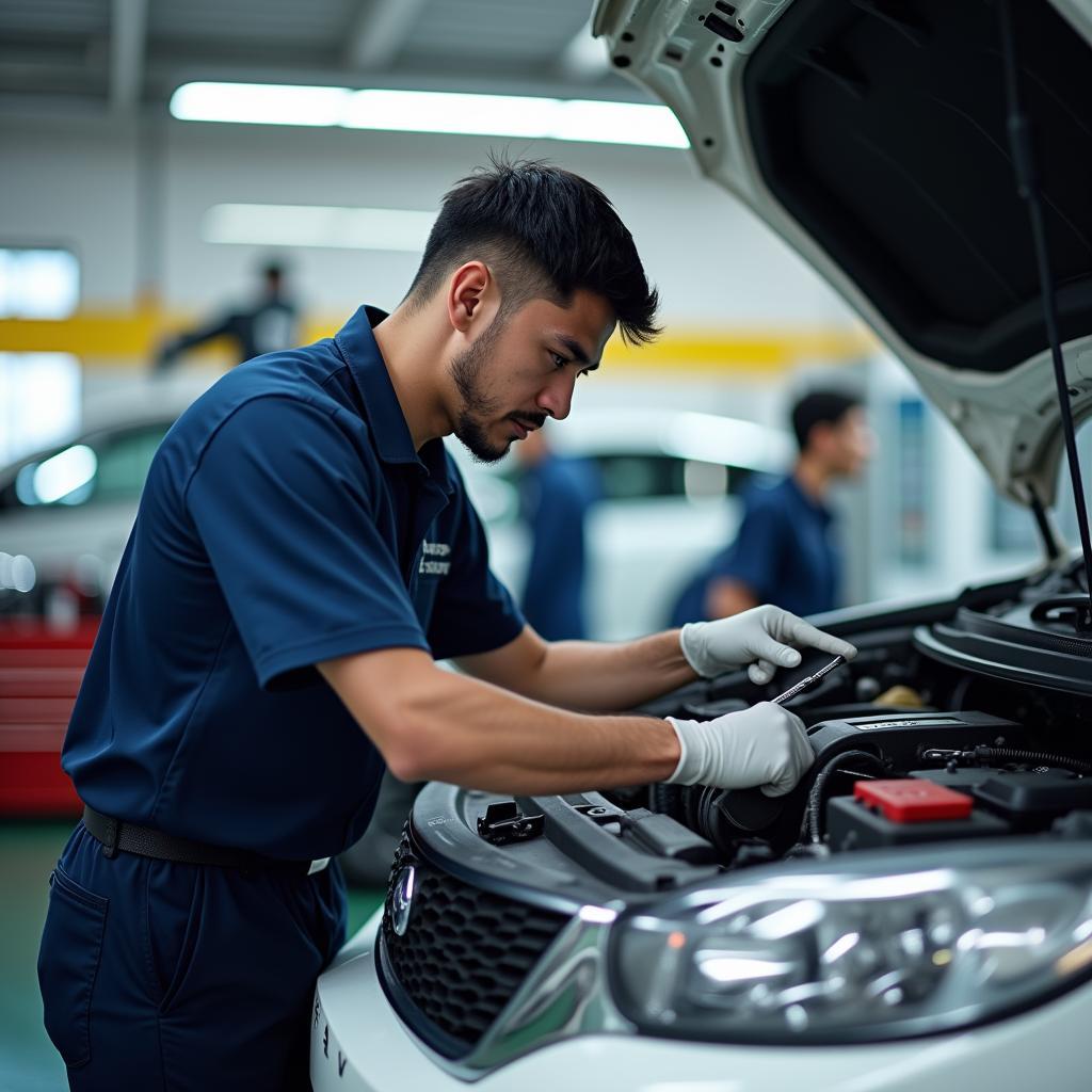 Maruti Car Service Mehrauli - Technician Working