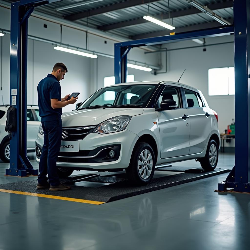 Maruti Desire in a Service Bay