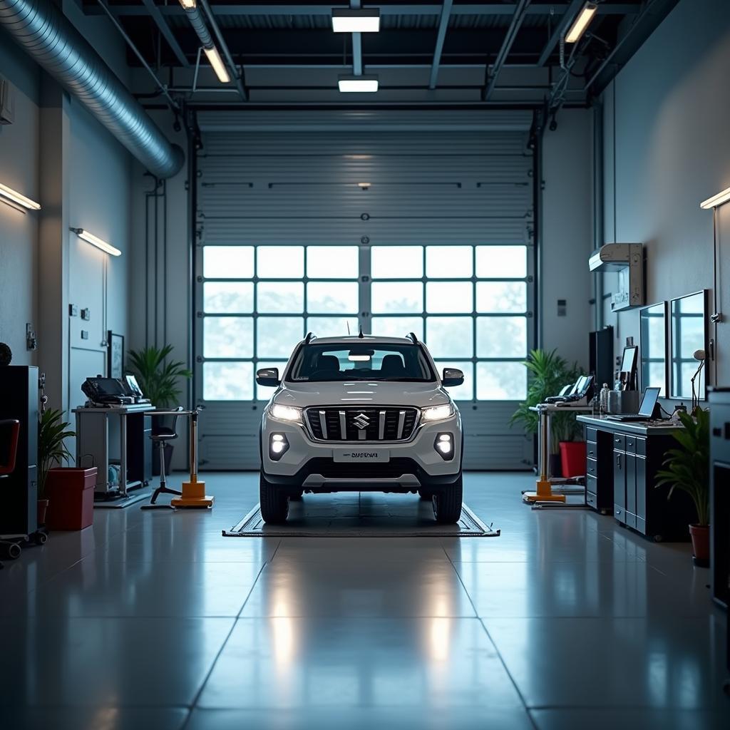 Modern and well-equipped interior of a Maruti Suzuki Car Kraft Service Center